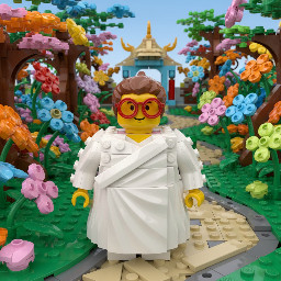 create a picture of a guy, fat,white robe and red glasses