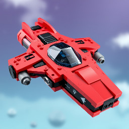 lego spyrius flying very large mothership red and black color with transparent dark-blue canopies 64 stud length, look like deep freeze defender