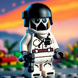 A Lego minifigure of Ghost from Call of Duty