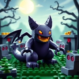 a full art Pokemon card of the Pokemon Gengar at a graveyard