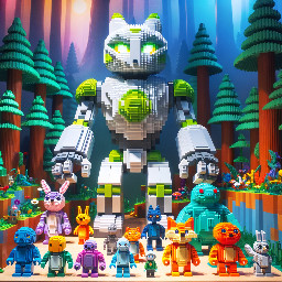 lego men character in teh forest with animal