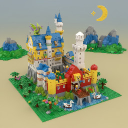 Please make me a Lego design of Neuschwanstein Castle