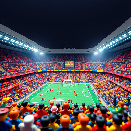 un estadio de futbol lleno de gente en ambiente de alegria mundialista