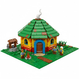 generate me a 16 wide 8 tall lego iron age roundhouse