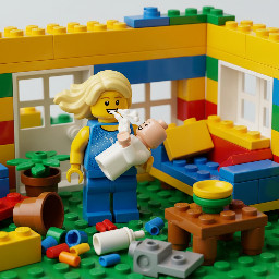 a blonde woman holding a baby that is spitting up on her in a disheveled house