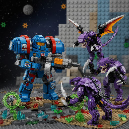 Genera un space marine de la saga Starcraft y unos zerg