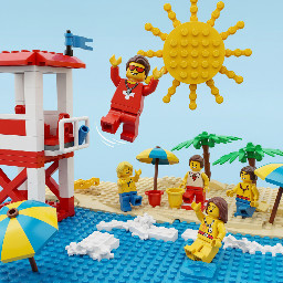 lego lifeguard jumping of joy for summer