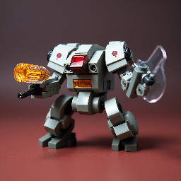 Genera un mecha básico gris con lanzadores en los hombros y en las manos un gatling y en la otra una espada de fuerza transparente mecha tipo Warhammer