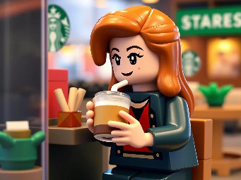 A girl drinking latte at starbucks