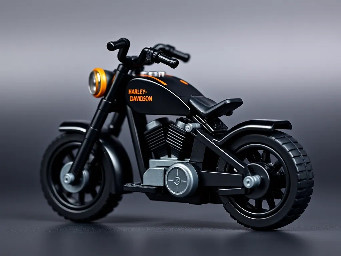 Mini Lego Harley Davidson Model J 1915 motorcycle, measuring approximately 10 cm high and 6 cm wide