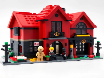 I want to generate a LEGO MOC from the PARR house on the incredibles 1 film