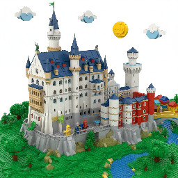 Please make me a Lego design of Neuschwanstein Castle