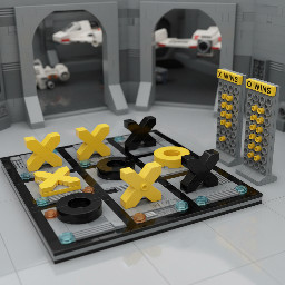 O Tabuleiro (Base 16x16): Imagina o chão desta base imperial, mas dividido em 9 quadrados. O Painel de Pontuação: Vê como as peças Technic com furos (bricks com buracos) podem segurar os "pins" para contar as vitórias. O Lettering Amarelo: Exemplos de como o amarelo se destaca no cinzento do hangar. Aqui estão as referências visuais para servirem de "guia de montagem": Para o seu projeto de Tic Tac Toe 16x16 estilo hangar, aqui estão as referências visuais que pode utilizar para guiar a construção manual. Como este é um modelo personalizado (MOC), pode combinar estes elementos para criar a sua peça final: 1. O Hangar (Base 16x16) Para o tabuleiro, utilize a estética de um hangar imperial. O chão deve ser cinzento com detalhes técnicos (greebling) e luzes embutidas (peças 1x1 transparentes).