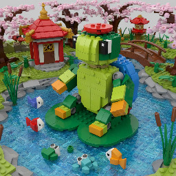 Lego Kappa (japanese yokai) in a pond