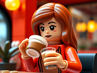 A girl drinking latte