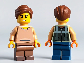 "Transform the person in the uploaded photo into a Lego-style minifigure. Preserve exactly: clothing, hairstyle and color, facial likeness, and accessories. Style direction: Smooth plastic texture, simplified Lego minifigure proportions, blocky torso, cylindrical limbs, and a round head. Sharp clean outlines, bold colors, and classic Lego-style features. Plain background.