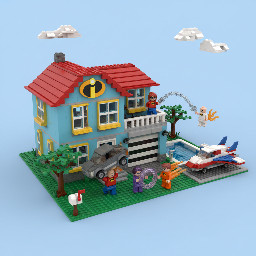 I want to generate a LEGO MOC from the PARR house on the incredibles 1 film